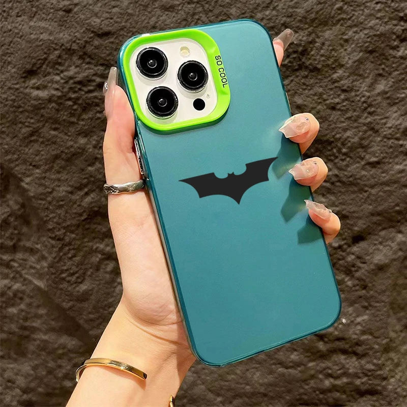 Bat Spider Pattern Matte Texture Phone Case For iPhone 16 15 14 13 12 11 Pro Max 16E XS XR 7 8 Plus SE2 Shockproof Bumper Cover