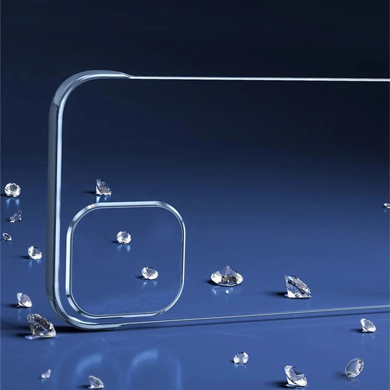 For iphone 16 15 11 12 13 14 Pro MAX XR XSMAX X XS MINI SE 7 8 PLUS Transparent borderless Anti drop ultra thin PC hard shell