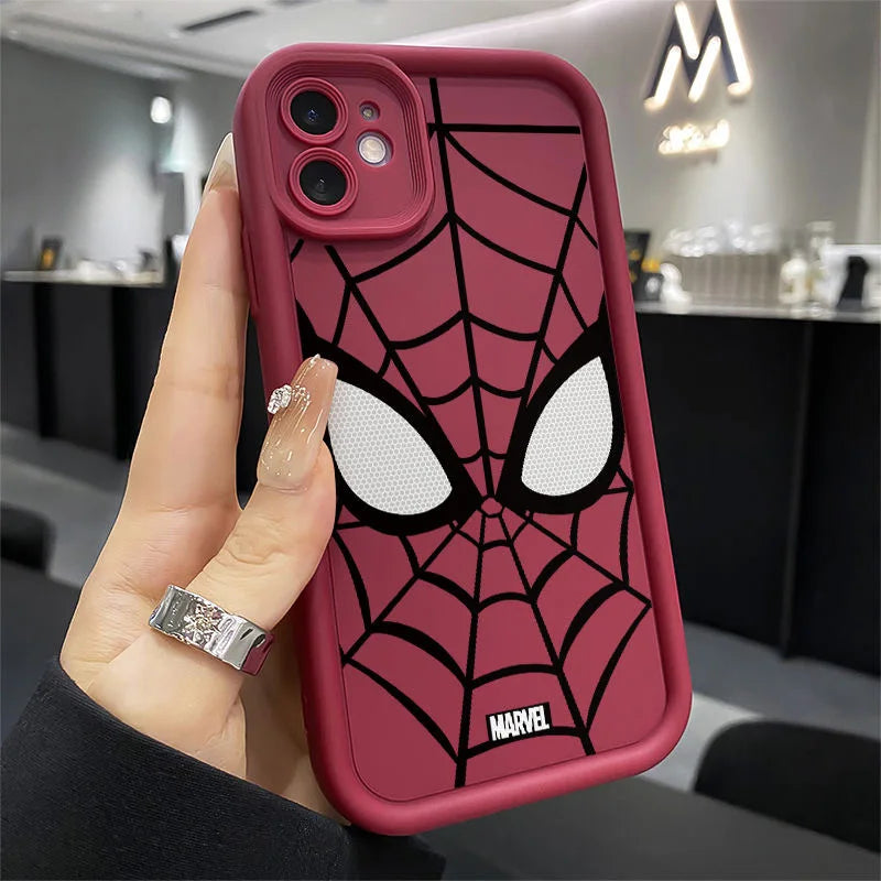 Marvel Spider Man Plain Multistep TPU Phone Case For iPhone 16 15 14 13 12 11 Pro Max XR XS 7 8 Plus Soft Silicone Cool Cover