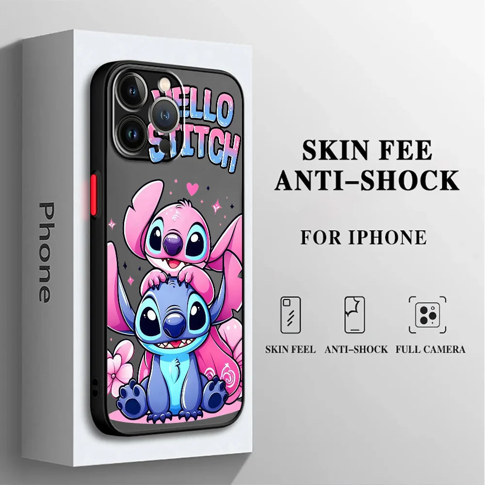 Stitch Angel Art Phone Case for iPhone XR X 14 16 Plus XS Max 8 Plus 13 Mini 15 Pro Max 12 11 Pro 7 12 Pro Matte Cover