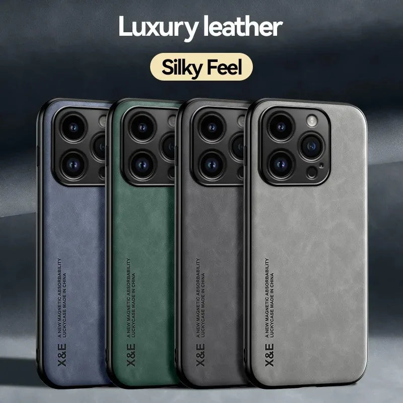 Luxury Leather Case For iPhone 16 15 14 11 13 12 Pro Max Mini XR 16e 15 14 16 Plus Shockproof Cover For iPhone XS Max X Funda