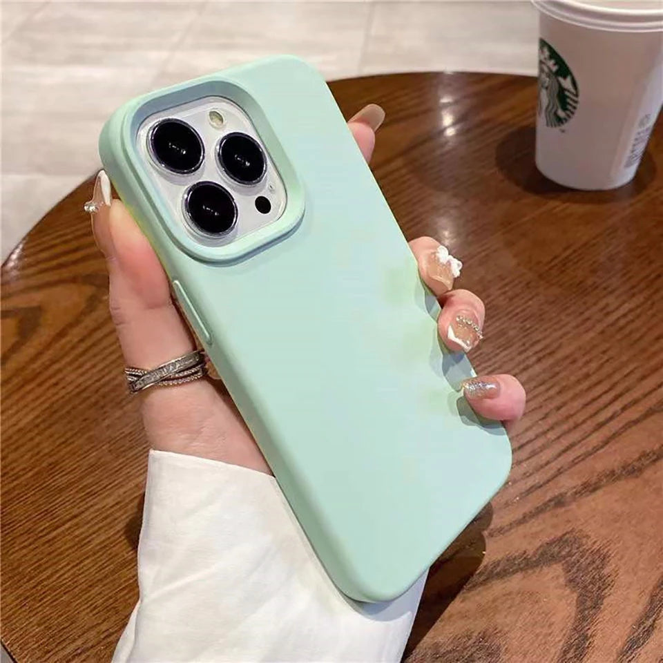 Liquid Silicone Case For iPhone 16 15 14 13 12 11 Pro Max Shockproof Soft Back Protection Cover For 16 series Phone Accessories
