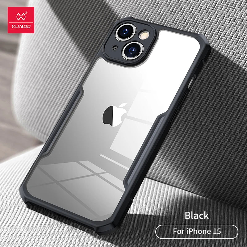 For iPhone 15 Pro Max Case  For iPhone 13 14 15 Pro Plus Max Shockproof Phone Cases Transparent Back Cover Protective Shell