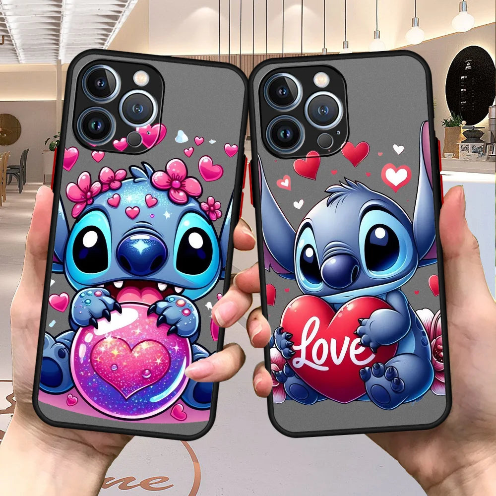 Stitch Angel Art Phone Case for iPhone XR X 14 16 Plus XS Max 8 Plus 13 Mini 15 Pro Max 12 11 Pro 7 12 Pro Matte Cover
