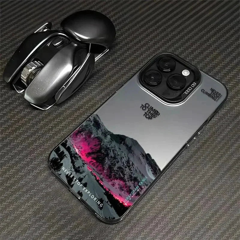 Snow Mountain Road Landscape Phone Case For IPhone 16 15 14 13 12 11 Pro XS Max 16E X XR 7 8 Plus Plating Matte Hard Cover Funda