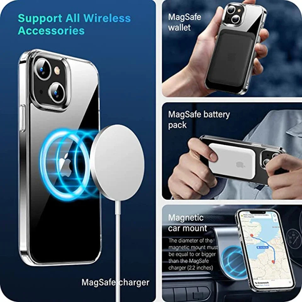 Case For Iphone 15 Pro Compatible With Magsafe Wireless Charger Case Cover Magnetic For Iphone 14 Plus 13pro Max 12 Mini Macsafe