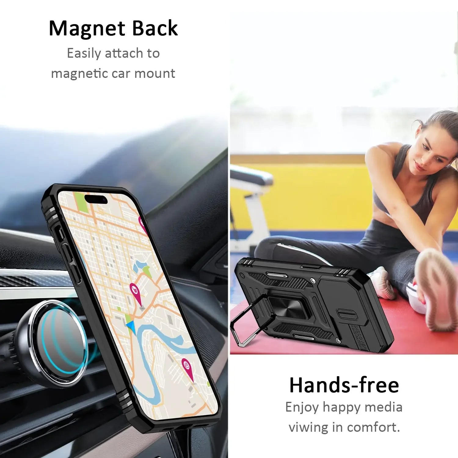Case For iPhone 16 15 14 13 12 11 Pro XS Max Plus XR 8 7 Plus SE 2024 Ring Stand Armor Anti-fall Slide Camera Kickstand Cover