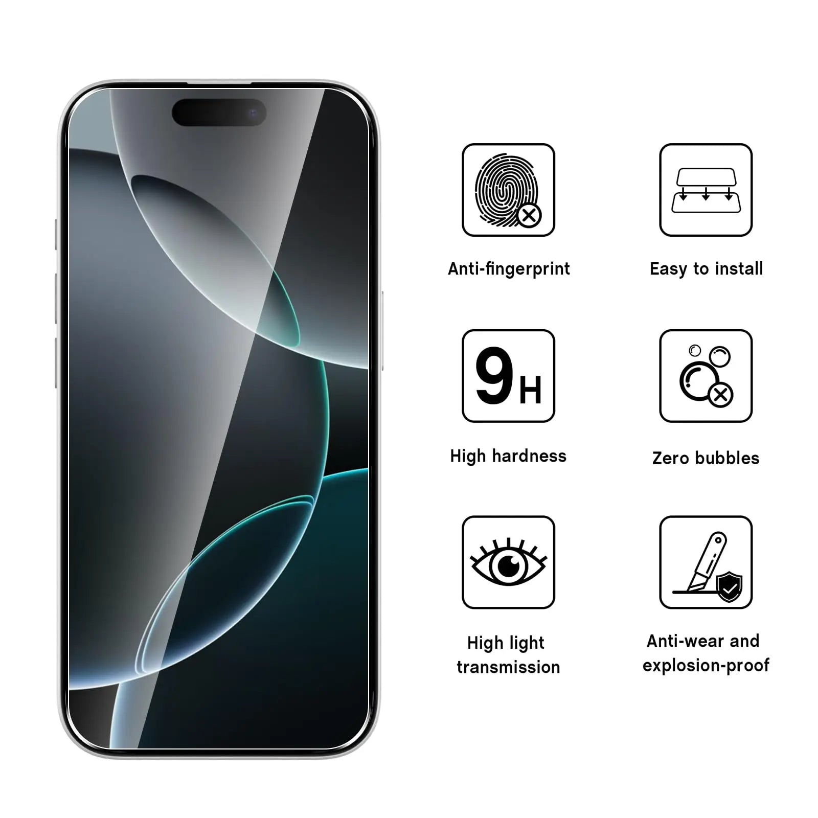 For iPhone 16 Pro Max Screen Protector Tempered Glass Crystal Mica 9H HD Clear Transparent Anti Scratch