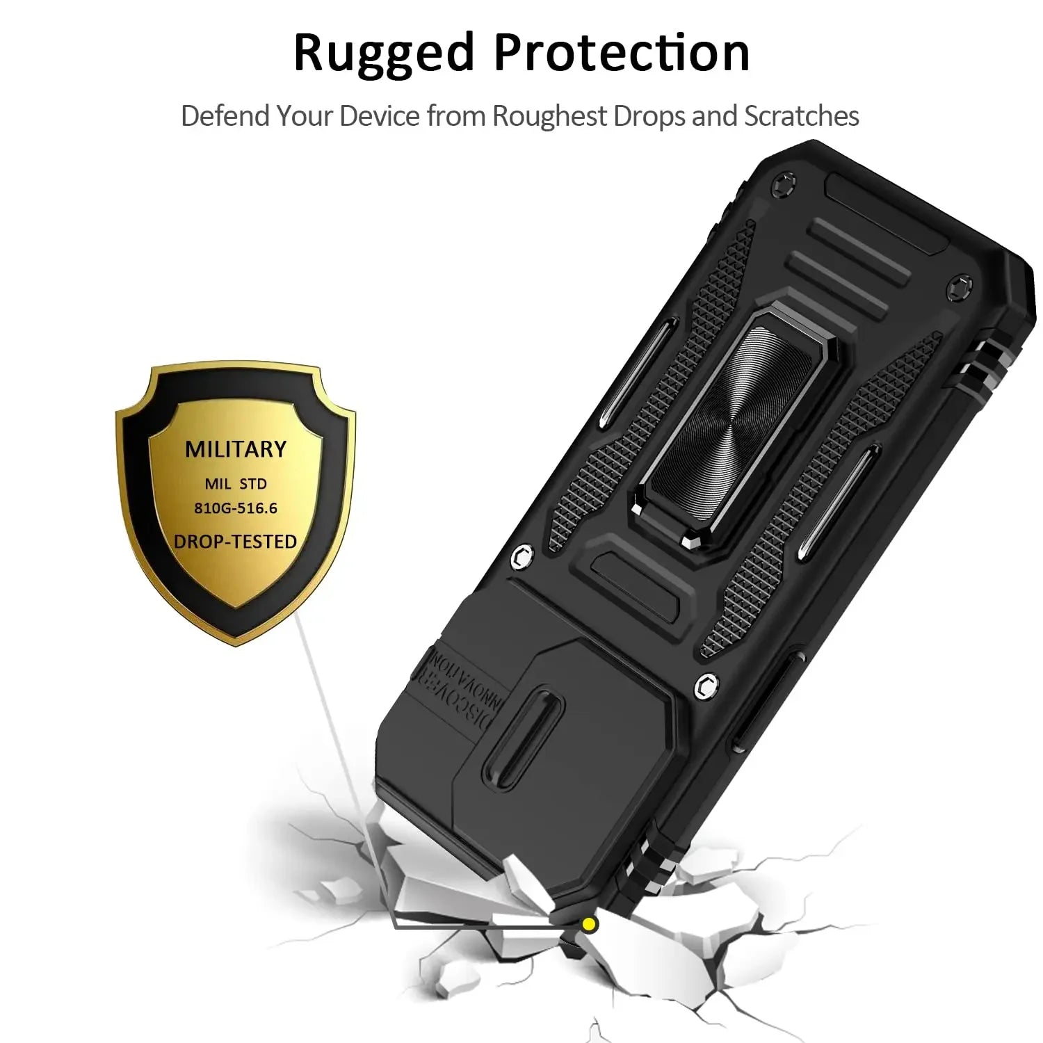 Case For iPhone 16 15 14 13 12 11 Pro XS Max Plus XR 8 7 Plus SE 2024 Ring Stand Armor Anti-fall Slide Camera Kickstand Cover