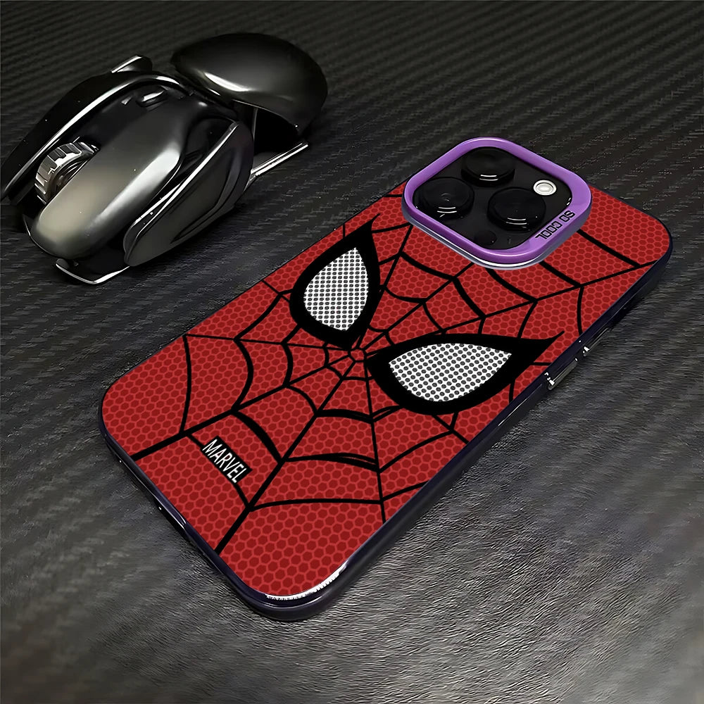Spider Net Black Red Spider-Mans Phone Case For iPhone 16 15 14 13 12 11 Pro Max X XR 8 7 Plus Candy Matte Shockproof Back Cover