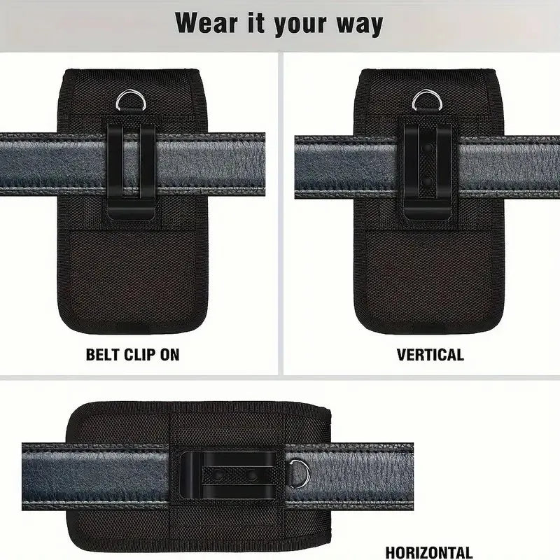 Universal phone bag under 7.5 inches Nylon Dual Pocket Cell Phone Belt Pouch Case Men's Outdoor bag for iPhone 16 15 Samsung S23