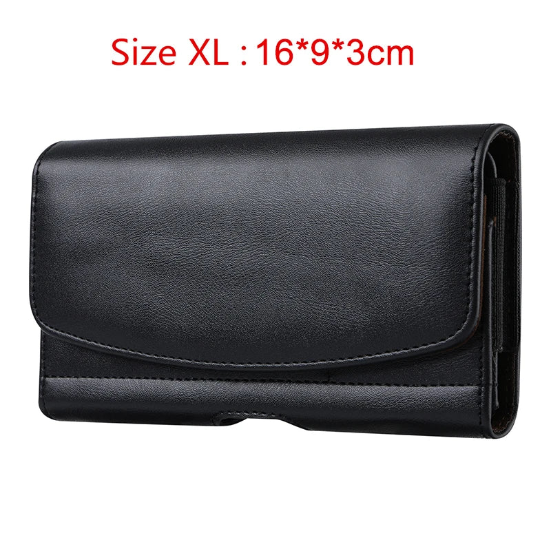 Universal Leather Phone Holster Belt Case Mobile Phone Bag For iPhone 14 13 Samsung Huawei Xiaomi Men Waist Bag Pouch Pack
