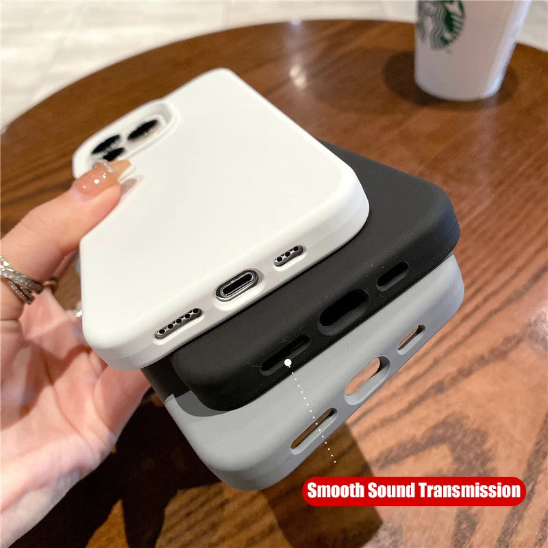 Liquid Silicone Case For iPhone 16 15 14 13 12 11 Pro Max Shockproof Soft Back Protection Cover For 16 series Phone Accessories