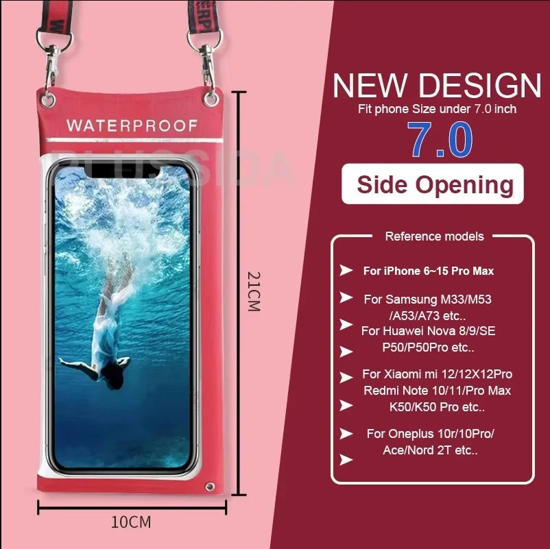Waterproof Phone Case Pouch Bag For iPhone 17 16 15 14 13 Pro Max 17 Air 11 Samsung S25 S24 Ultra Water Proof Mobile Phone Cover
