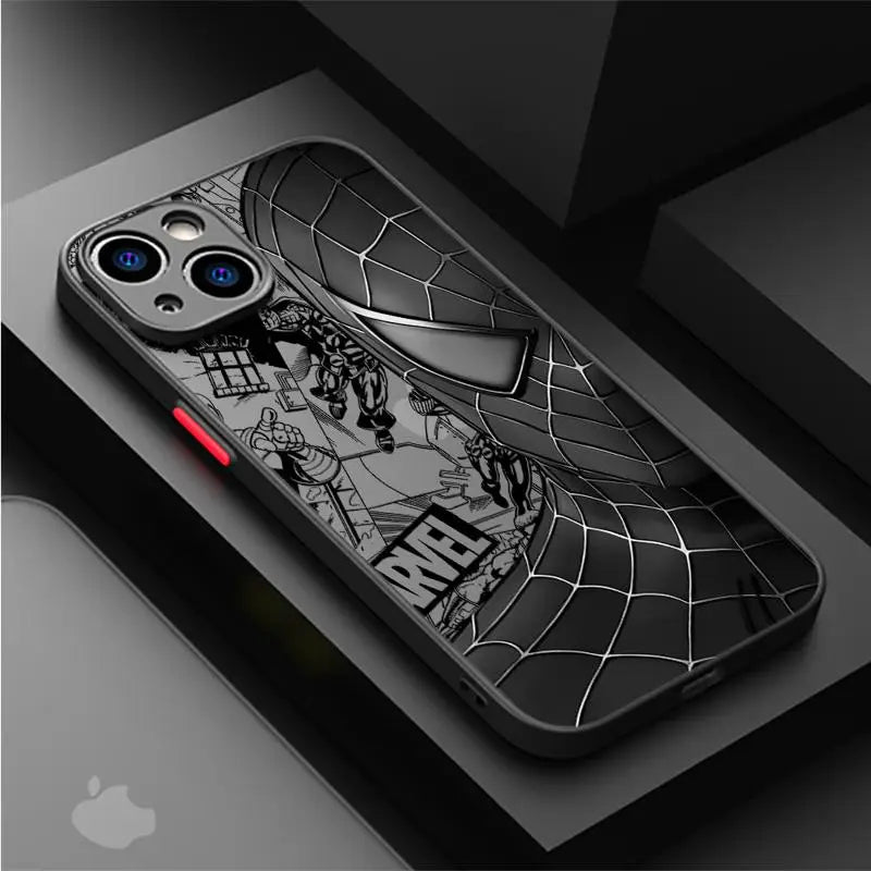 Spider-Man Venom Cover Phone Case for iPhone 11 12 Mini 13 14 16 15 Pro 15 16 Pro Max Matte Hard Shell