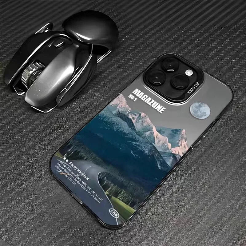 Snow Mountain Road Landscape Phone Case For IPhone 16 15 14 13 12 11 Pro XS Max 16E X XR 7 8 Plus Plating Matte Hard Cover Funda
