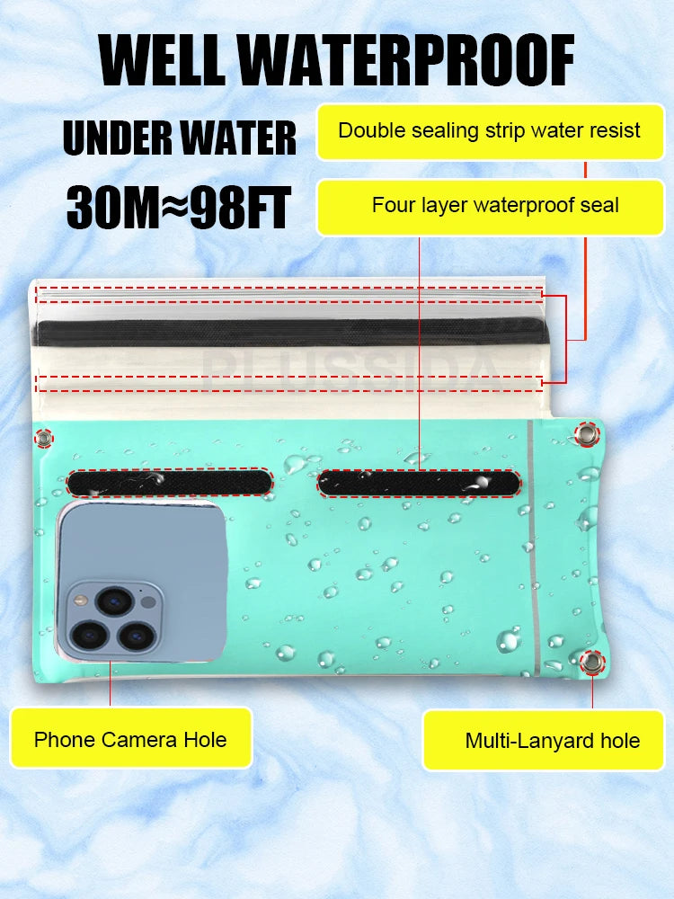 Waterproof Phone Case Pouch Bag For iPhone 17 16 15 14 13 Pro Max 17 Air 11 Samsung S25 S24 Ultra Water Proof Mobile Phone Cover