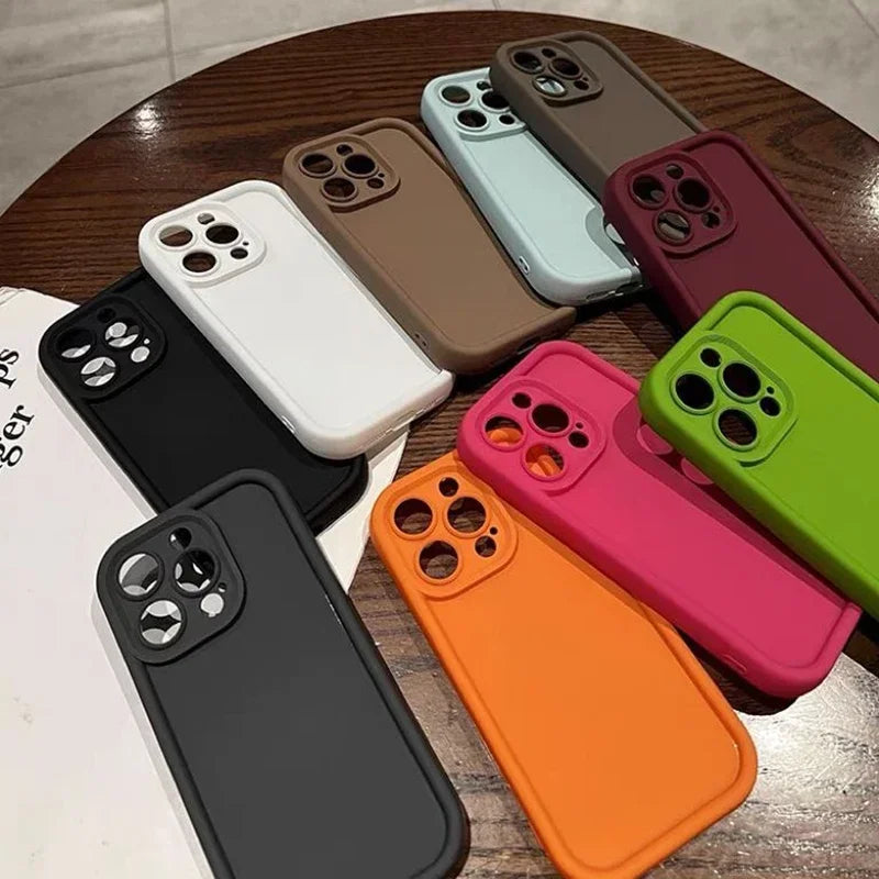 Luxury Candy Color Silicone Case For iPhone 11 13 12 14 15 16 Pro Max 15 Pro XS XR XS Max 7 8 PLUS 16E SE 2022 Shockproof Cover