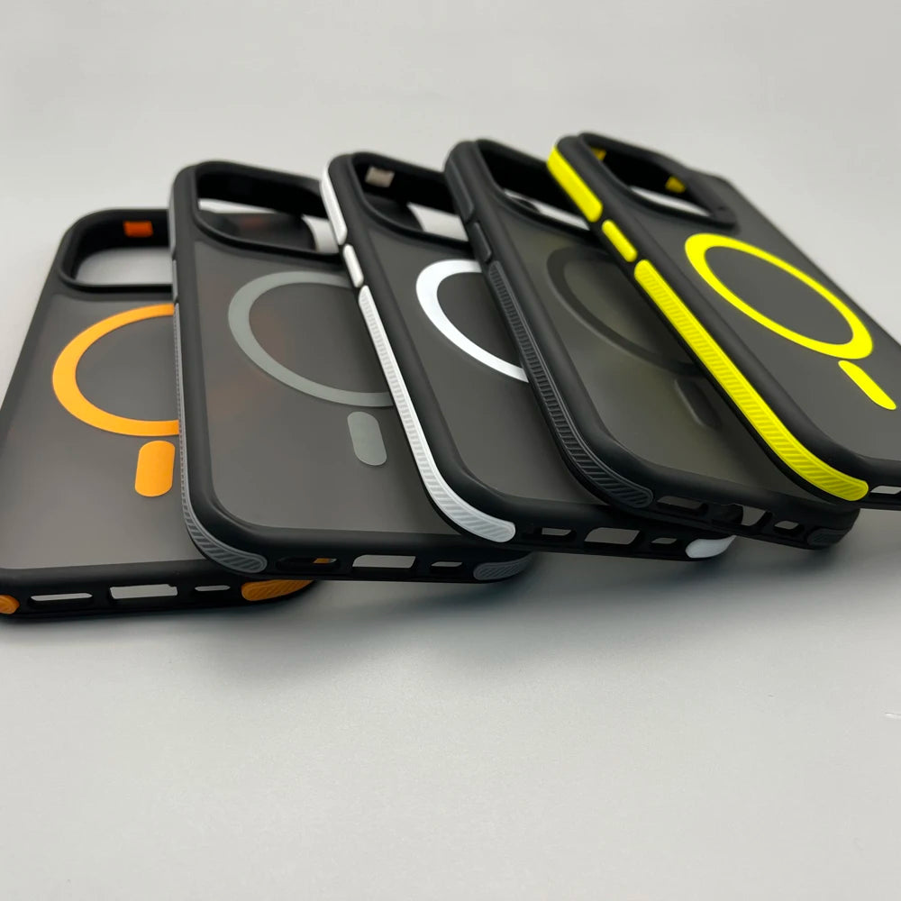 Magnetic Luxury Matte Translucent Armor Shockproof Case For iPhone 16 15 14 13 12 11 Pro Max Plus Magsafe Wireless Charge Cover
