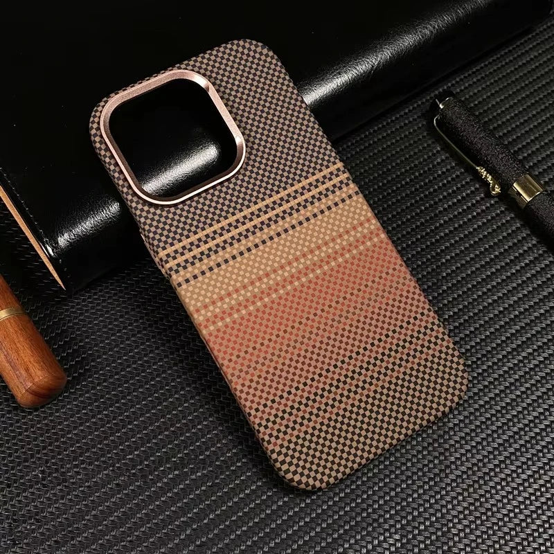 Luxury Carbon Fiber Relief Magsafe Phone Case For iPhone 13 14 15 16 Pro Max Metal Lens Matte Wireless Charging Shockproof Cover