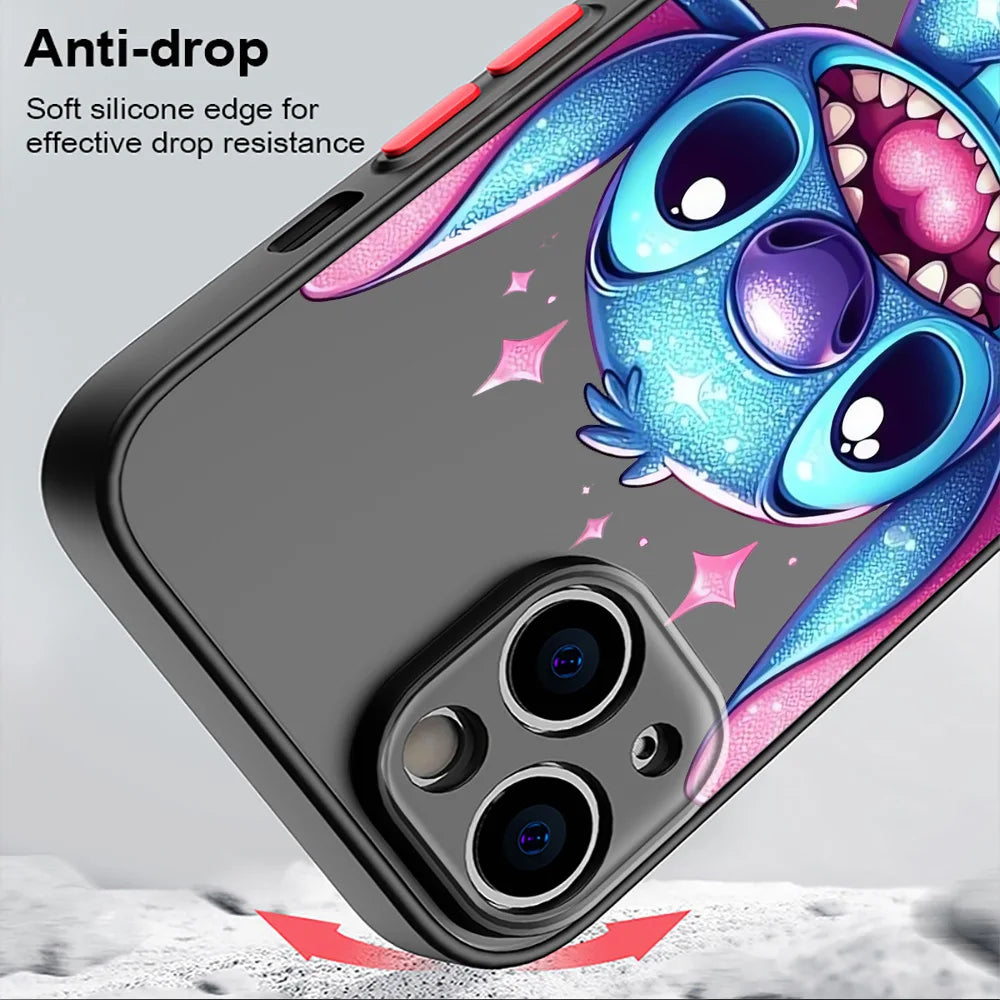 Stitch Angel Art Phone Case for iPhone XR X 14 16 Plus XS Max 8 Plus 13 Mini 15 Pro Max 12 11 Pro 7 12 Pro Matte Cover