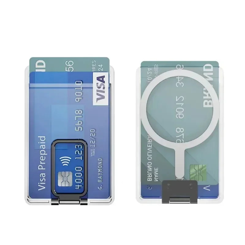 Clear Magnetic Card Holder Wallet Case For Magsafe iPhone 15 16 14 13 12 Pro Max Samsung S24 S23 Ultra Macsafe Card Slots Pocket