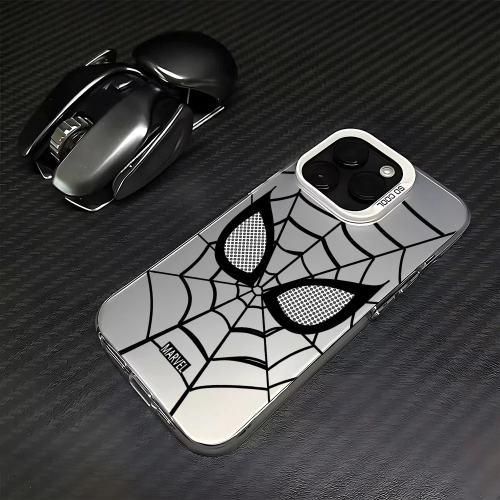 Spider Net Black Red Spider-Mans Phone Case For iPhone 16 15 14 13 12 11 Pro Max X XR 8 7 Plus Candy Matte Shockproof Back Cover