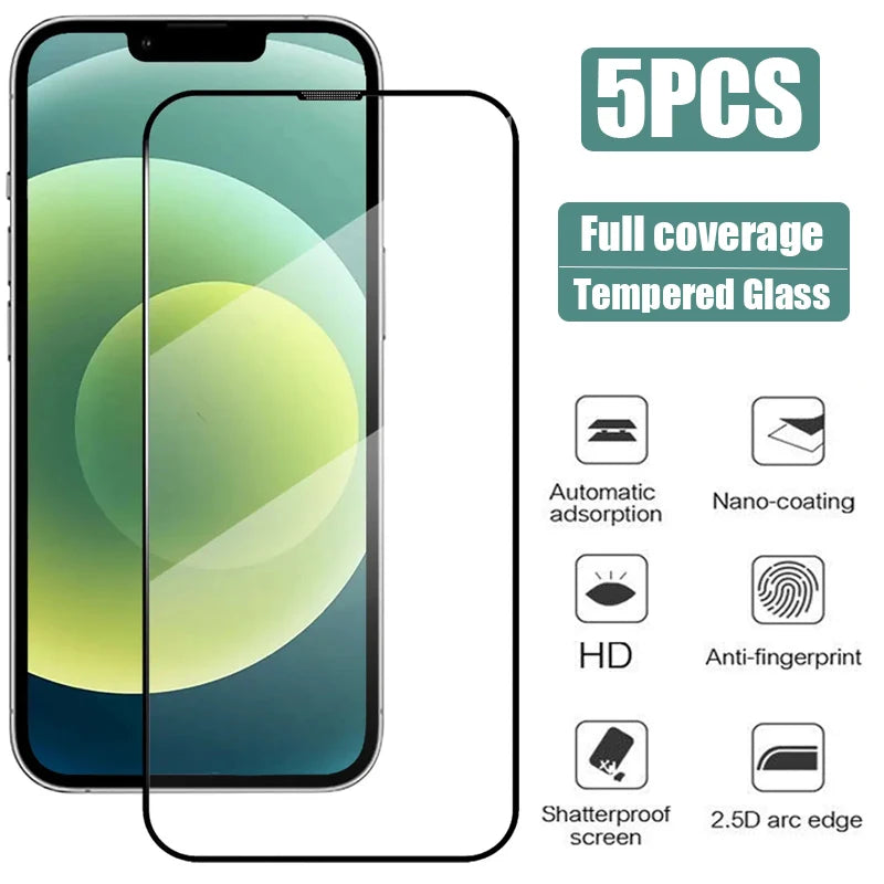 For iPhone Xs 5PCS Black Glass