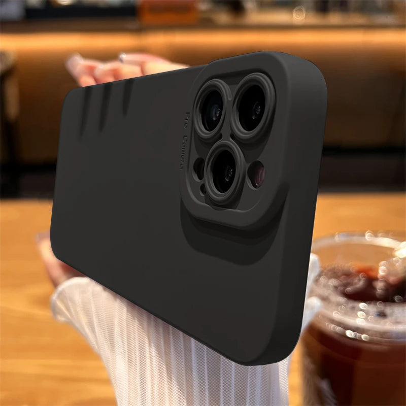 Matte Silicone Soft Phone Case For iPhone 16 15 14 13 12 11 Pro Max Mini XR X XS 16E 8 7 15 Plus SE2 Camera Lens Portector Cover
