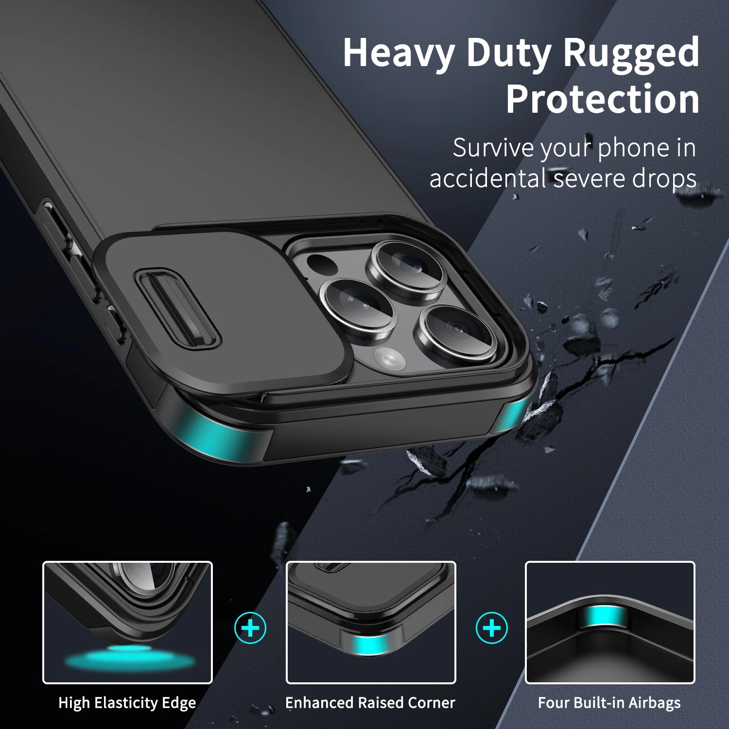Shockproof Case For iPhone 15 14 13 12 11 16 Pro Max 15 Plus 16E Cover Slide Camera Protective Cases For iPhone 15Pro 14Pro Max