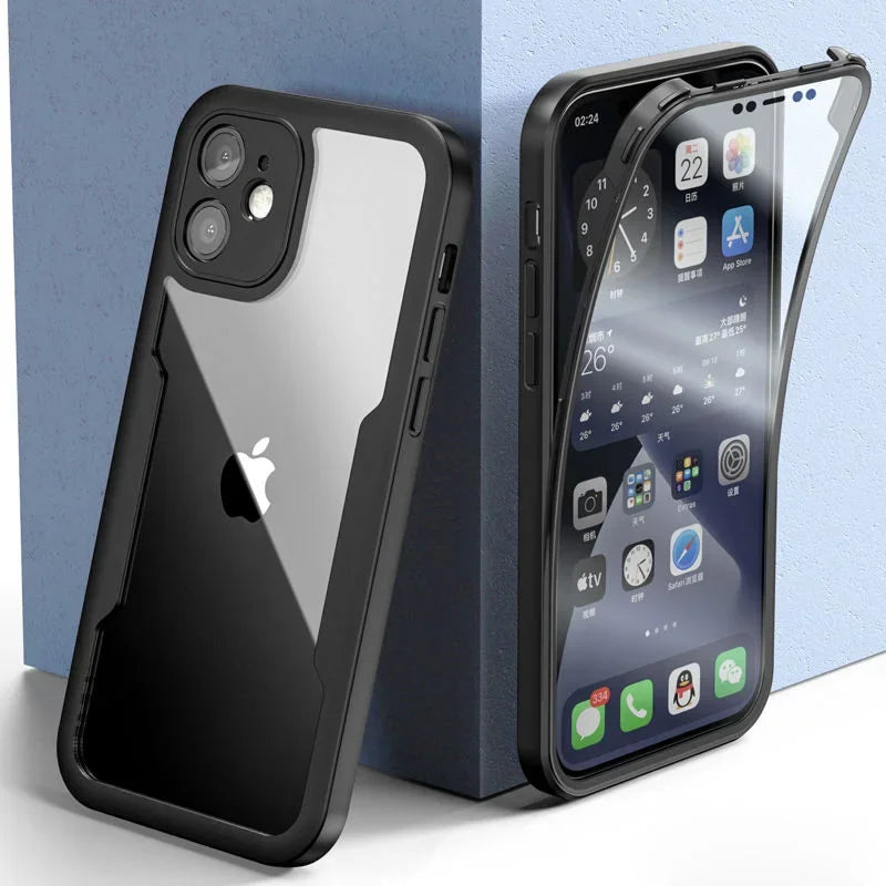 Shockproof 360 Clear Phone Case for iPhone 16 15 13 12 14 11 Pro Max X XS XR 7 8 Plus Cover Camera Lens Screen Full Protection