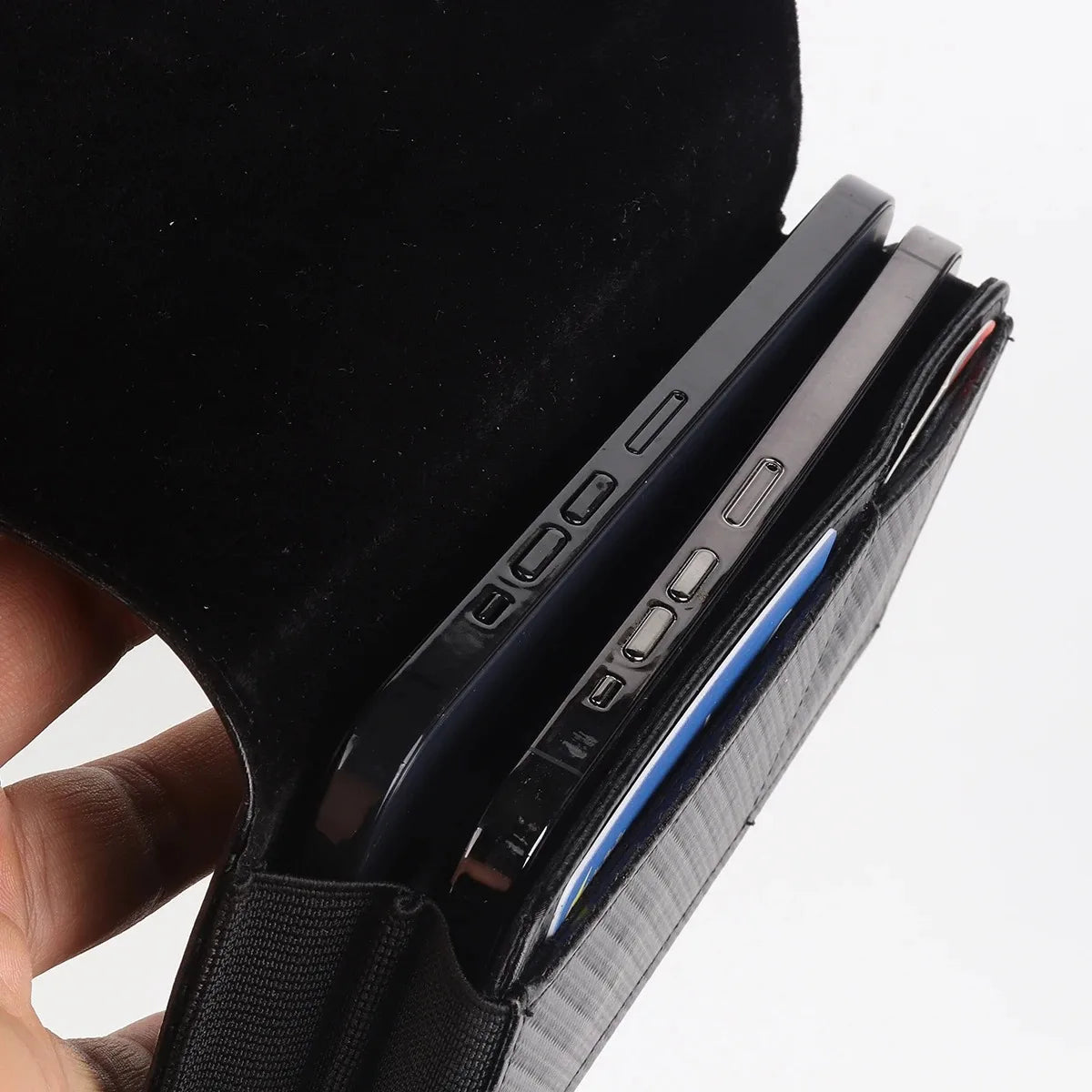 Universal Double Layer Phone Bag Case Pouch for 6 -7" Mobile Phone iPhone Huawei Samsung with Flip Waist Bag Belt Clip Cover