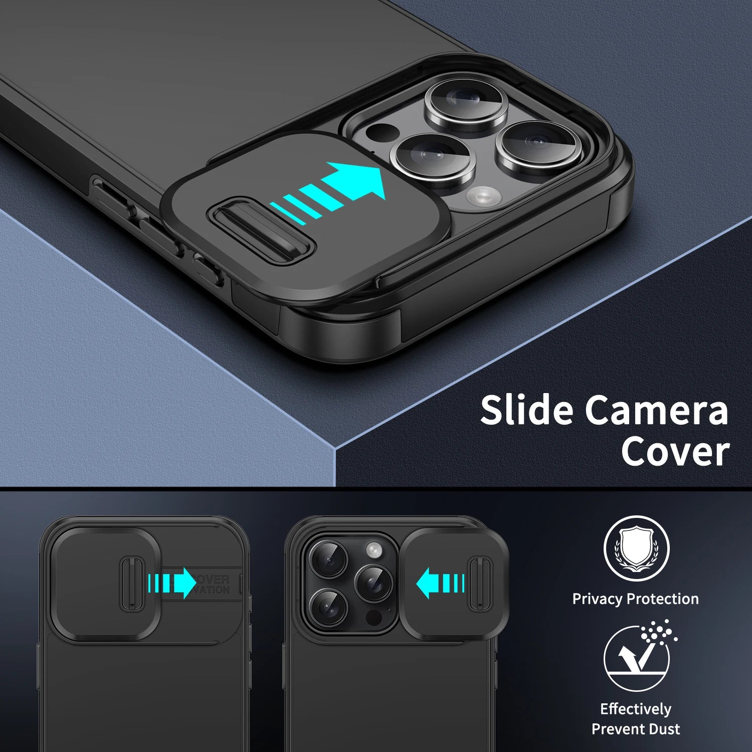 Shockproof Case For iPhone 15 14 13 12 11 16 Pro Max 15 Plus 16E Cover Slide Camera Protective Cases For iPhone 15Pro 14Pro Max