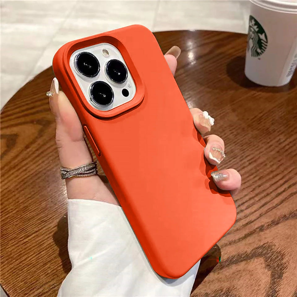 Liquid Silicone Case For iPhone 16 15 14 13 12 11 Pro Max Shockproof Soft Back Protection Cover For 16 series Phone Accessories