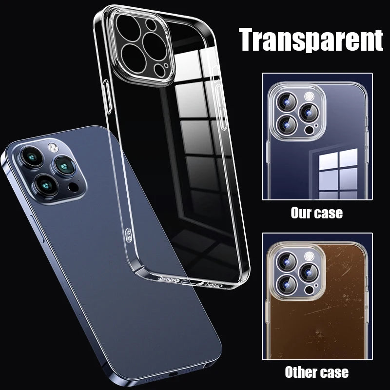 Ultra Thin High Transparent Hard PC Case For iPhone 15 14 13 12 16 Pro Max 16e 11 Crystal Clear Shockproof Bumper Phone Cover
