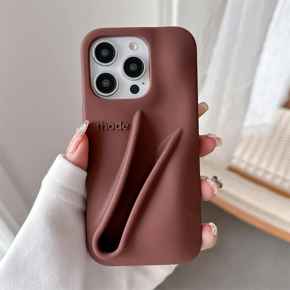 Luxury  DIY Lipstick Soft Silicone Case for iPhone 16 15 13 11 14 12 Pro Max Plus Portable Lip Gloss Holder Ins Phone Cover
