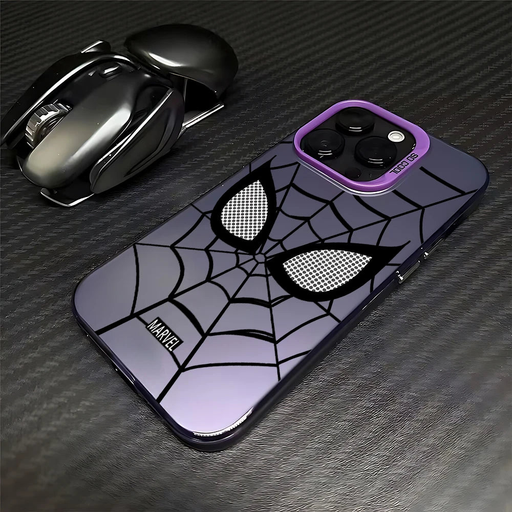 Spider Net Black Red Spider-Mans Phone Case For iPhone 16 15 14 13 12 11 Pro Max X XR 8 7 Plus Candy Matte Shockproof Back Cover
