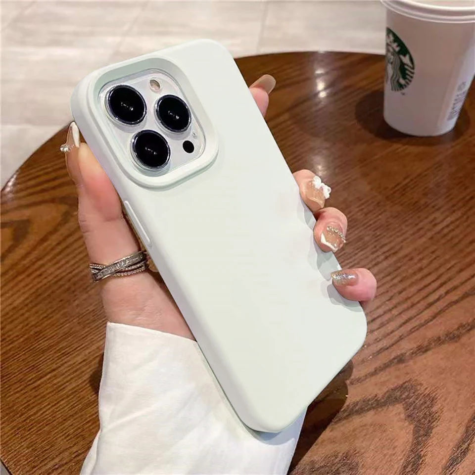 Liquid Silicone Case For iPhone 16 15 14 13 12 11 Pro Max Shockproof Soft Back Protection Cover For 16 series Phone Accessories
