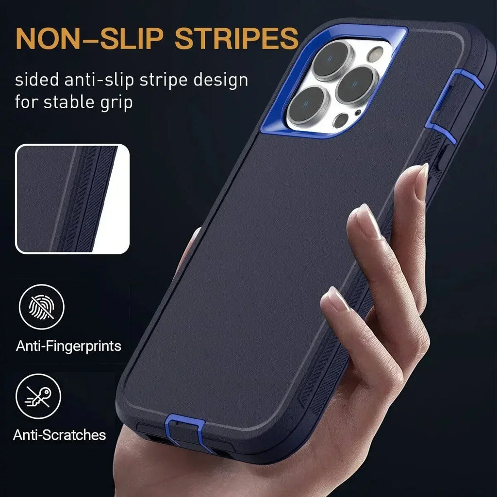 Luxury 3in1 Armor Otter CASE BOX for IPhone 16 15 14 13 12 11 Pro Max XS XR Plus Shockproof Soft Bumpers Protective Hard Cover