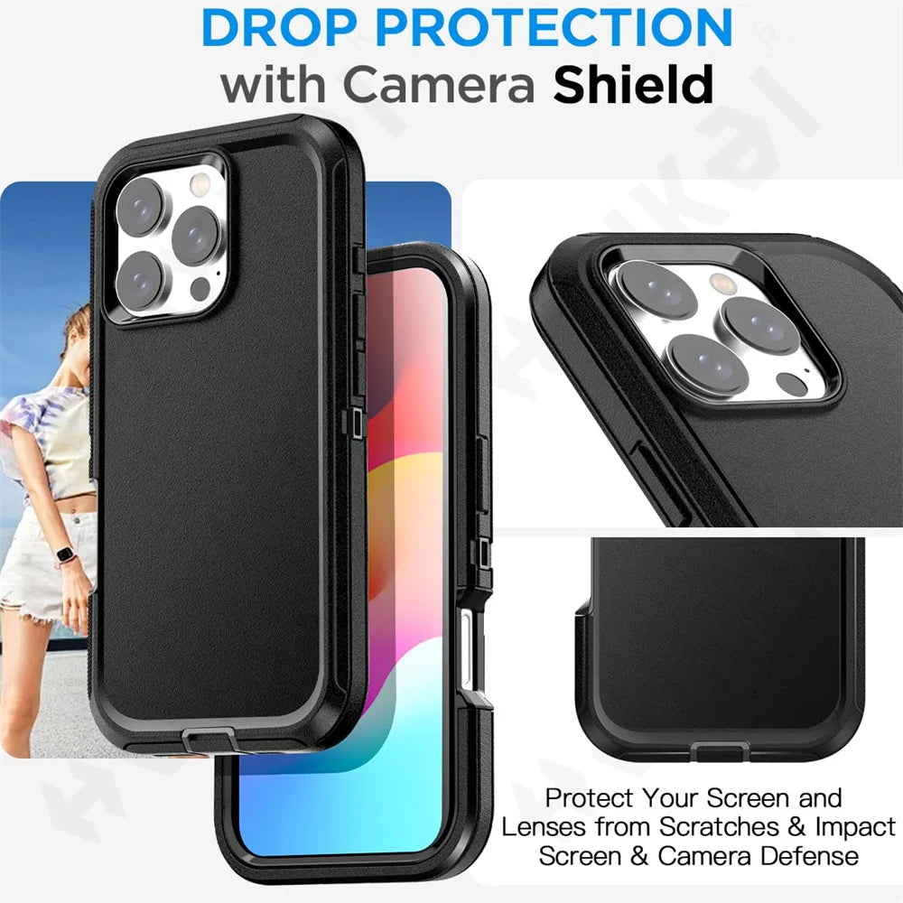 Case For iPhone 16 15 14 13 12 11 Pro Max XS XR 8 7 6 Plus Heavy Duty Shockproof Anti-Scratch Rugged Protective with Full Cover