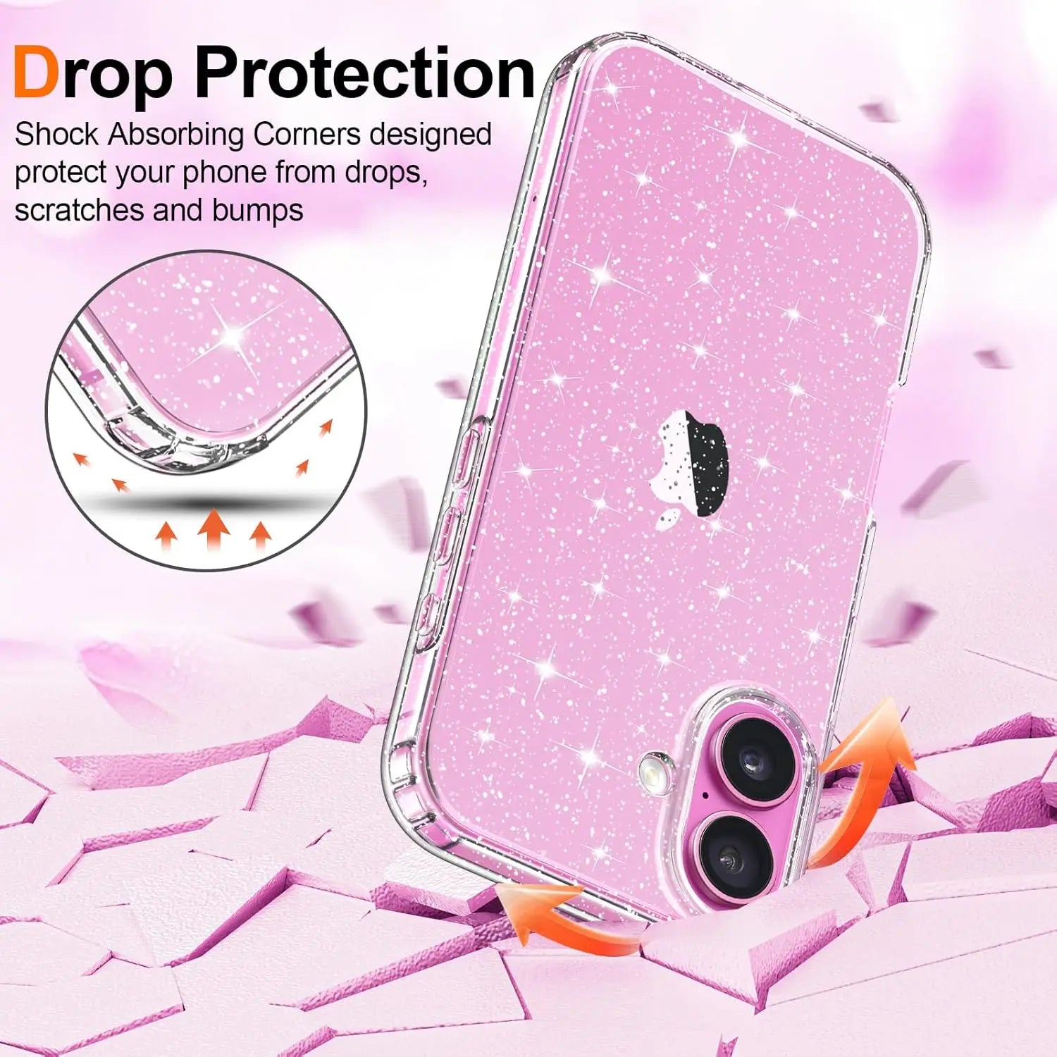 Glitter Clear Case For iPhone 16 E Pro Max 16e 15 Plus 14 13 Mini 12 11 SE 2022 2020 Women Girls Sparkle Phone Cover Accessories