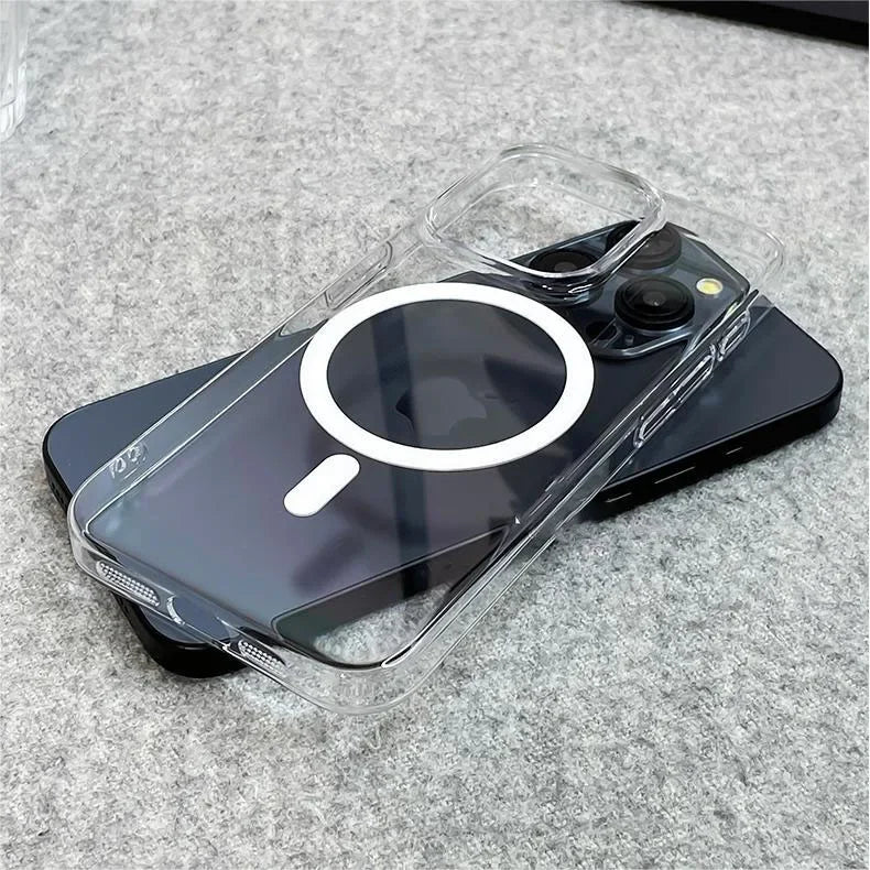 Original Ultra Thin For Magsafe Transparent Case For iPhone 16 15 14 13 12 Pro Max Magnetic Wireless Charge Glossy Clear Cover