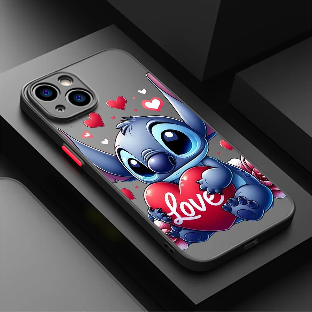 Stitch Angel Art Phone Case for iPhone XR X 14 16 Plus XS Max 8 Plus 13 Mini 15 Pro Max 12 11 Pro 7 12 Pro Matte Cover