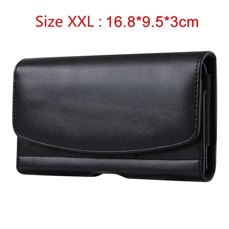 Universal Leather Phone Holster Belt Case Mobile Phone Bag For iPhone 14 13 Samsung Huawei Xiaomi Men Waist Bag Pouch Pack