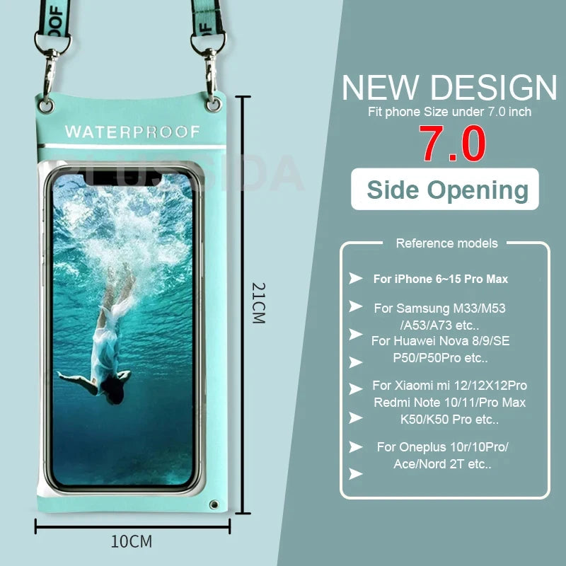 Waterproof Phone Case Pouch Bag For iPhone 17 16 15 14 13 Pro Max 17 Air 11 Samsung S25 S24 Ultra Water Proof Mobile Phone Cover