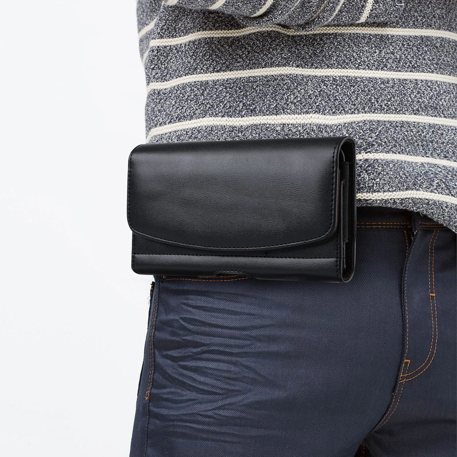 Universal Leather Phone Holster Belt Case Mobile Phone Bag For iPhone 14 13 Samsung Huawei Xiaomi Men Waist Bag Pouch Pack
