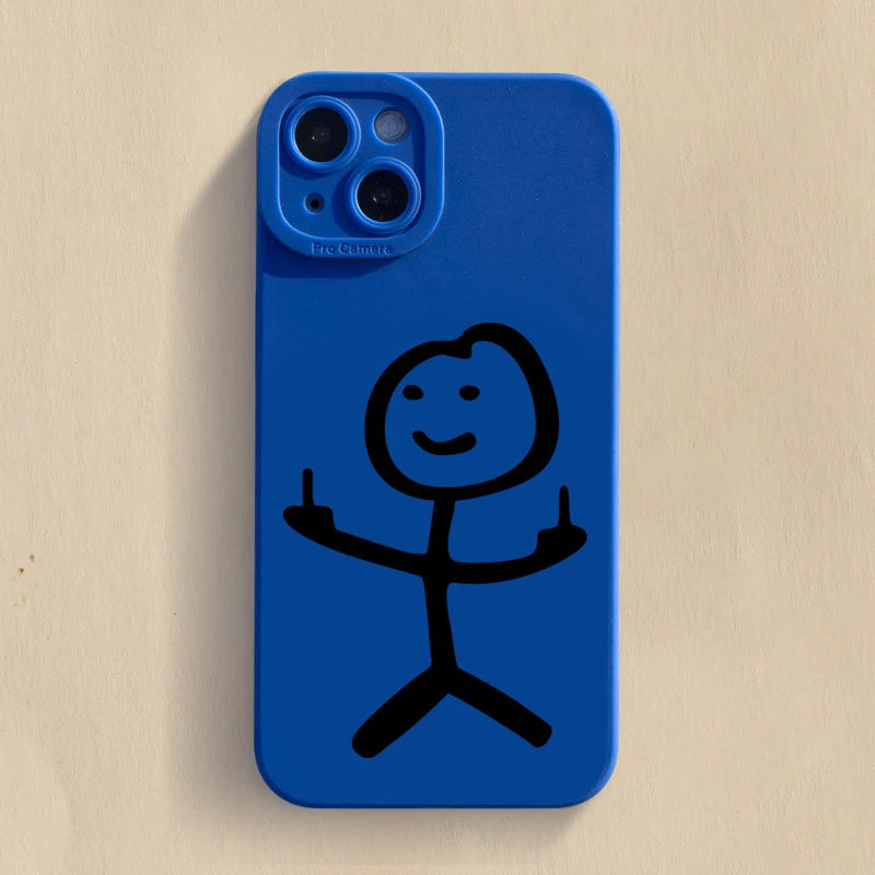 Cute Cartoon Matchman Matte Silicone Phone Case For iPhone 16 11 12 13 14 15 Pro Max XR XS X 7 8 Plus SE2 16E Soft Back Cover