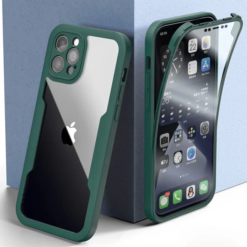 Shockproof 360 Clear Phone Case for iPhone 16 15 13 12 14 11 Pro Max X XS XR 7 8 Plus Cover Camera Lens Screen Full Protection