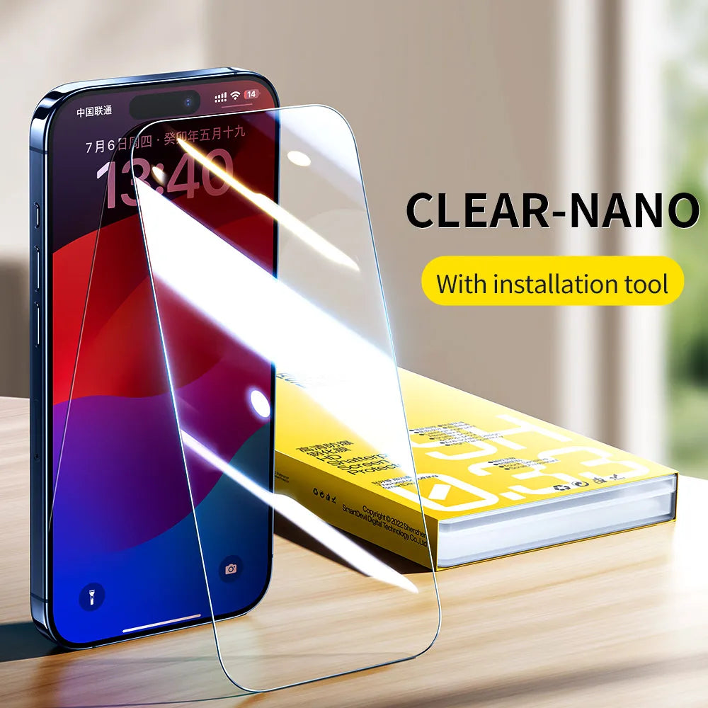2PCS Screen Protector for iPhone 16 Pro Max 15 Pro 15 14 13 12 Tempered Glass 9H HD Front Film for iPhone 16