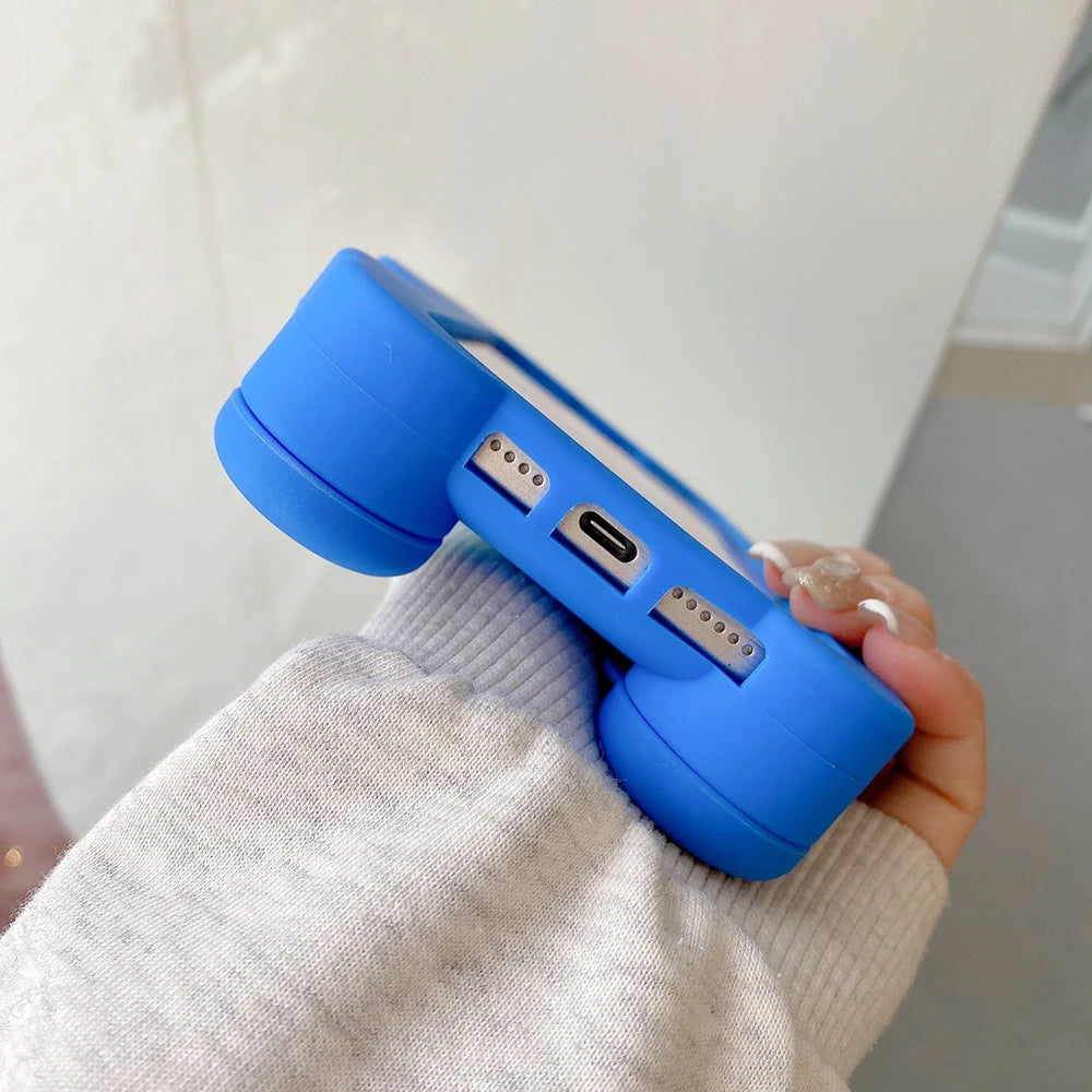 3D Stitch Big Ear Foot Holder Soft Phone Case for iPhone 16 Plus 15 Pro Max 12 11 13 14 Pro 15 Cartoon Silicone Stand Cover